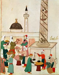 Ms 1671 A Bazaar i Istanbul, ca. 1580